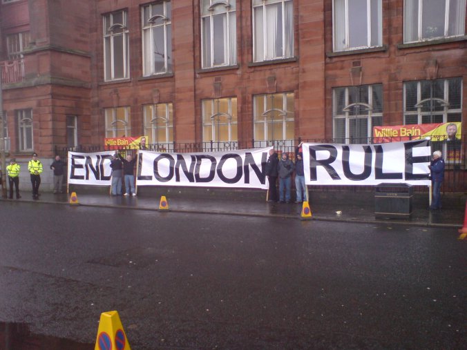 End London Rule banner, Springburn